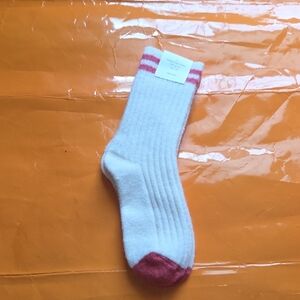Nwt! Sezane Jill Socks In White/ Pink